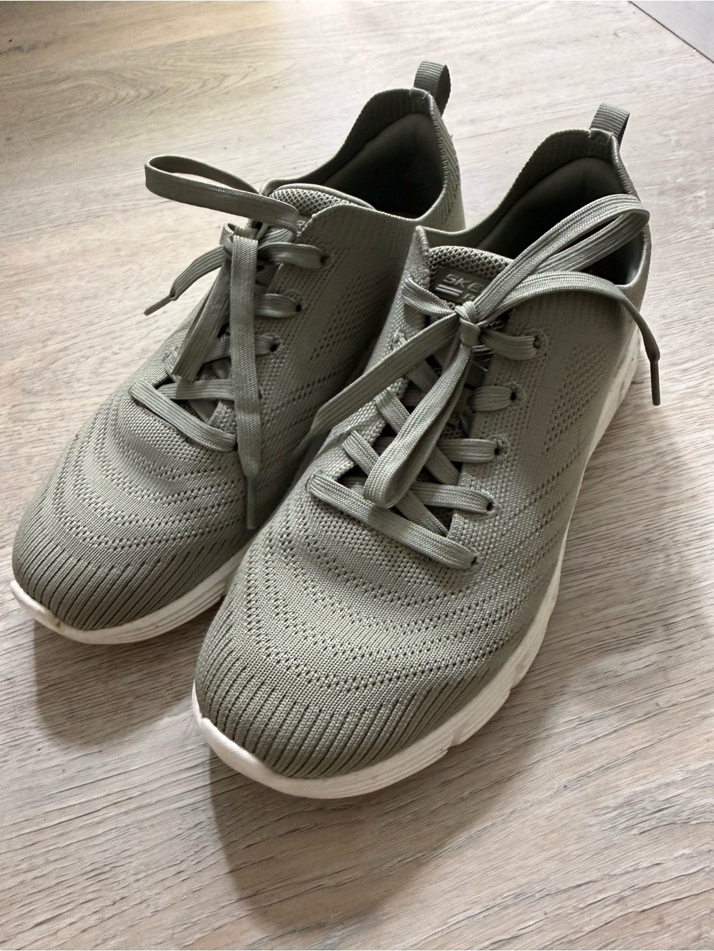 Skechers Women’s Casual Knit Lace-Up Sneakers in Olive